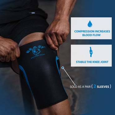 Neoprene Knee Sleeves 7MM - Black/Blue