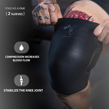 Neoprene Knee Sleeves-Black/Black- 7MM