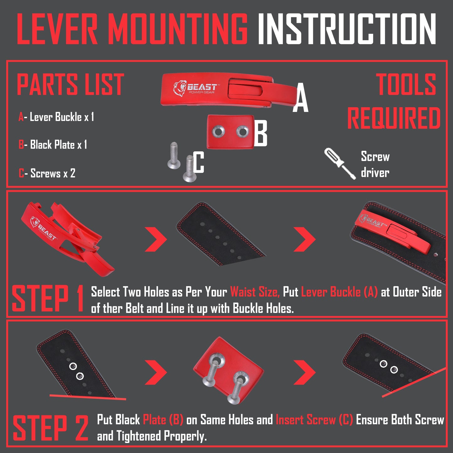 Lever Buckle RED (Replacement)