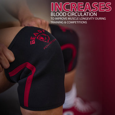 Neoprene Knee Sleeves 7MM - Black/Red