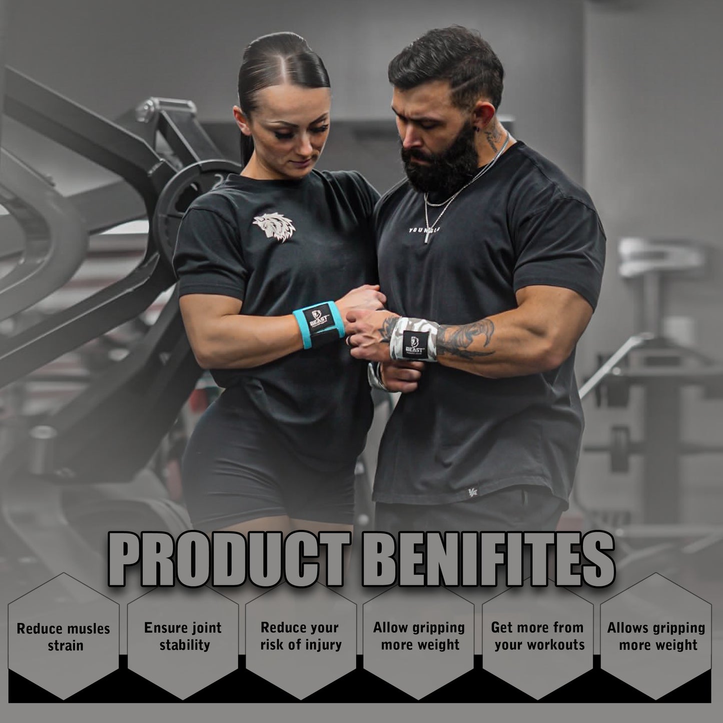WOMEN WRIST WRAPS 14" (GRAY CAMO)