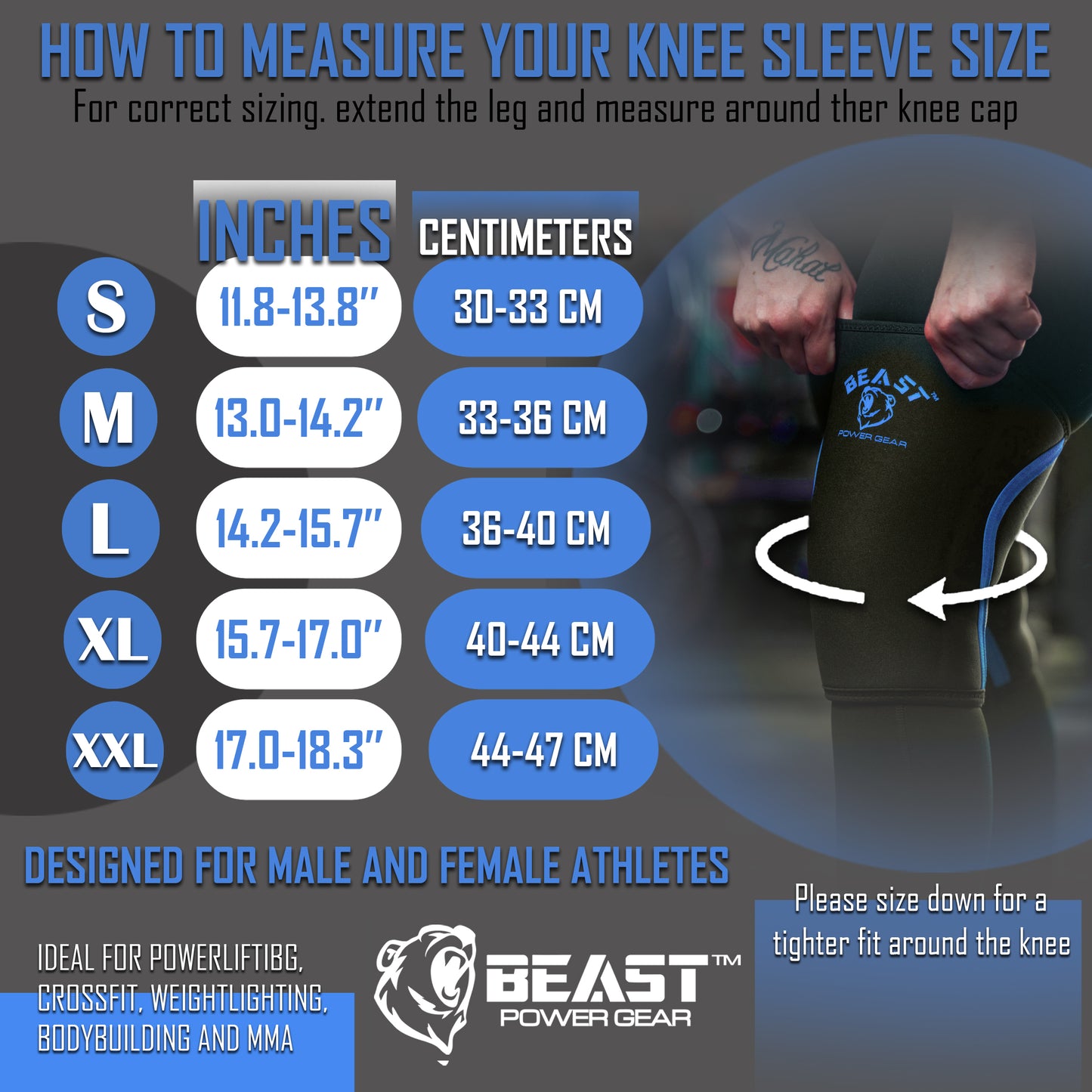 Neoprene 7MM Knee Sleeves-Black/Blue