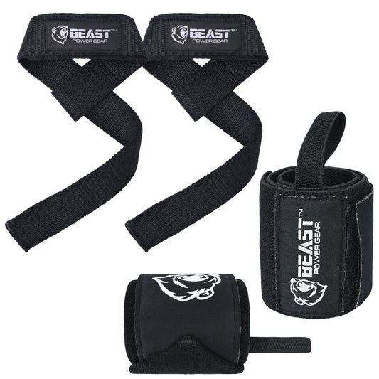 (2 IN 1) HEAVY DUTY WRIST WRAP , STRAP (BLACK)