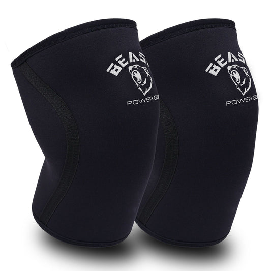 Neoprene 7MM Knee Sleeves-Black/White Logo