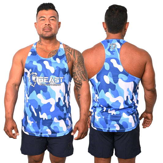 Blue Camo Stringer Tank Top