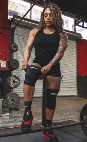 Neoprene 7MM Knee Sleeves-Black/White Logo