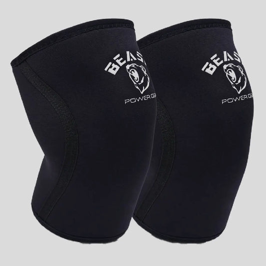 Neoprene 7MM Knee Sleeves-Black/White Logo