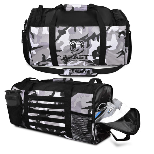Duffle Gym Bag - Multi Pockets - Gray Camo
