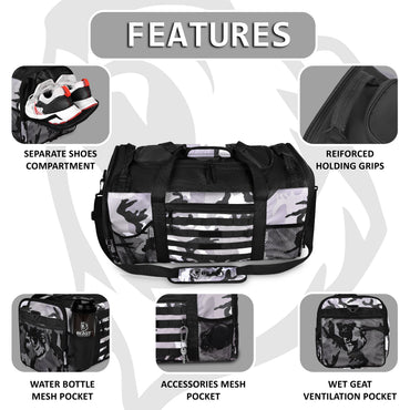 Duffle Gym Bag - Multi Pockets - Gray Camo