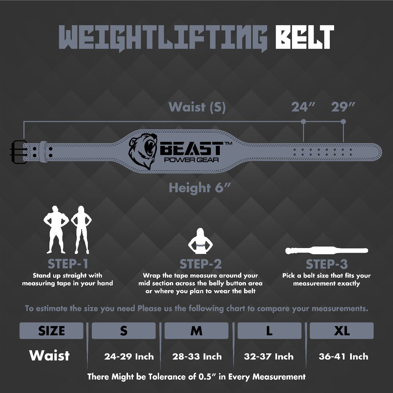 WEIGHTLIFTING BELT 7MM - Gray 6" Wide