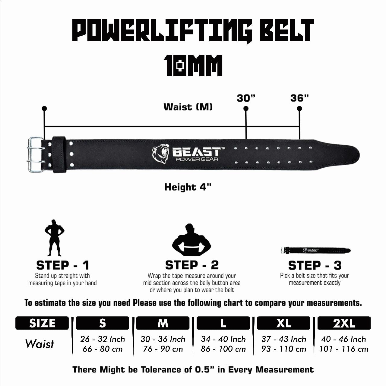 POWERLIFTING BELT 10MM - FREE STRAP