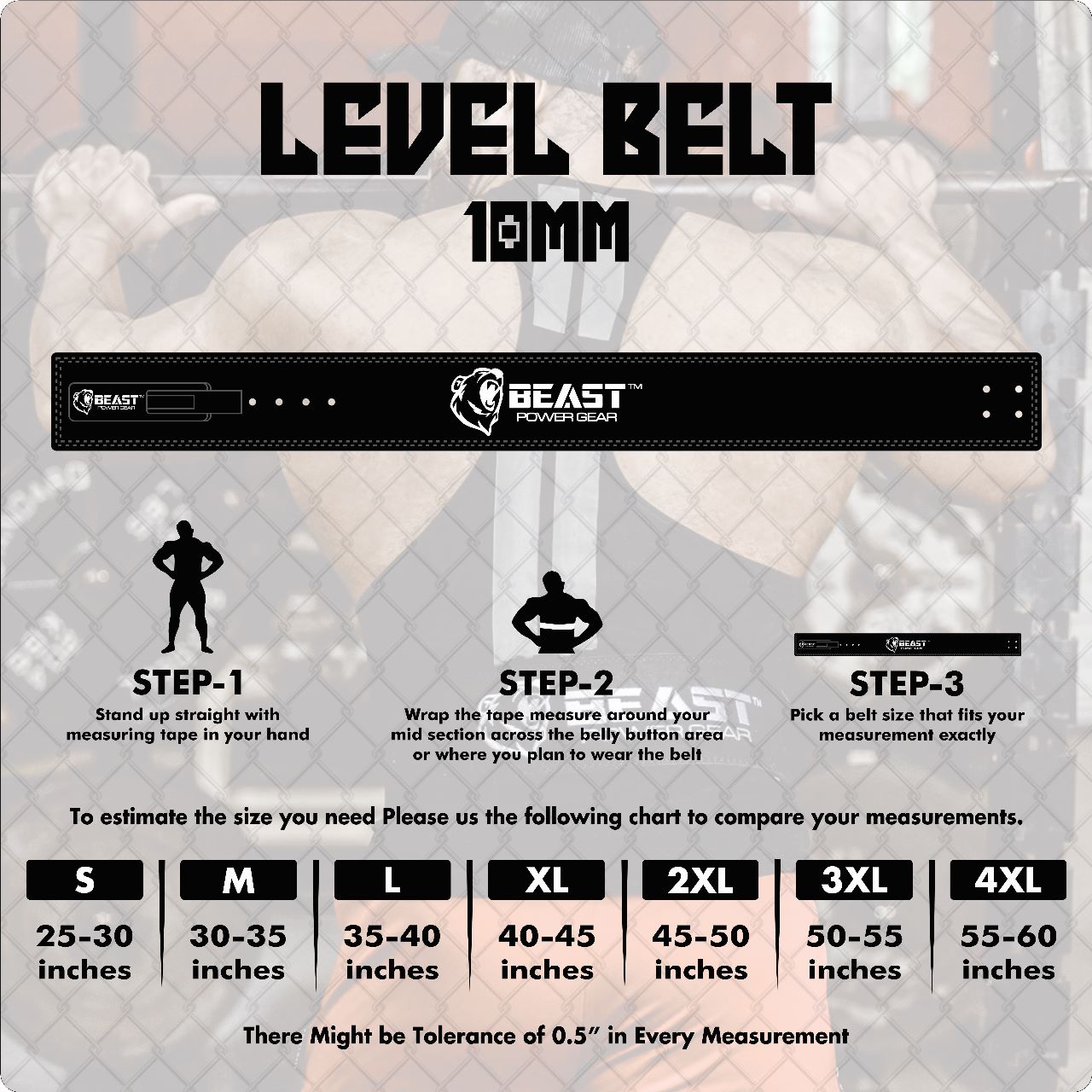 LEVER BELT- BLACK- 10MM FREE STRAP