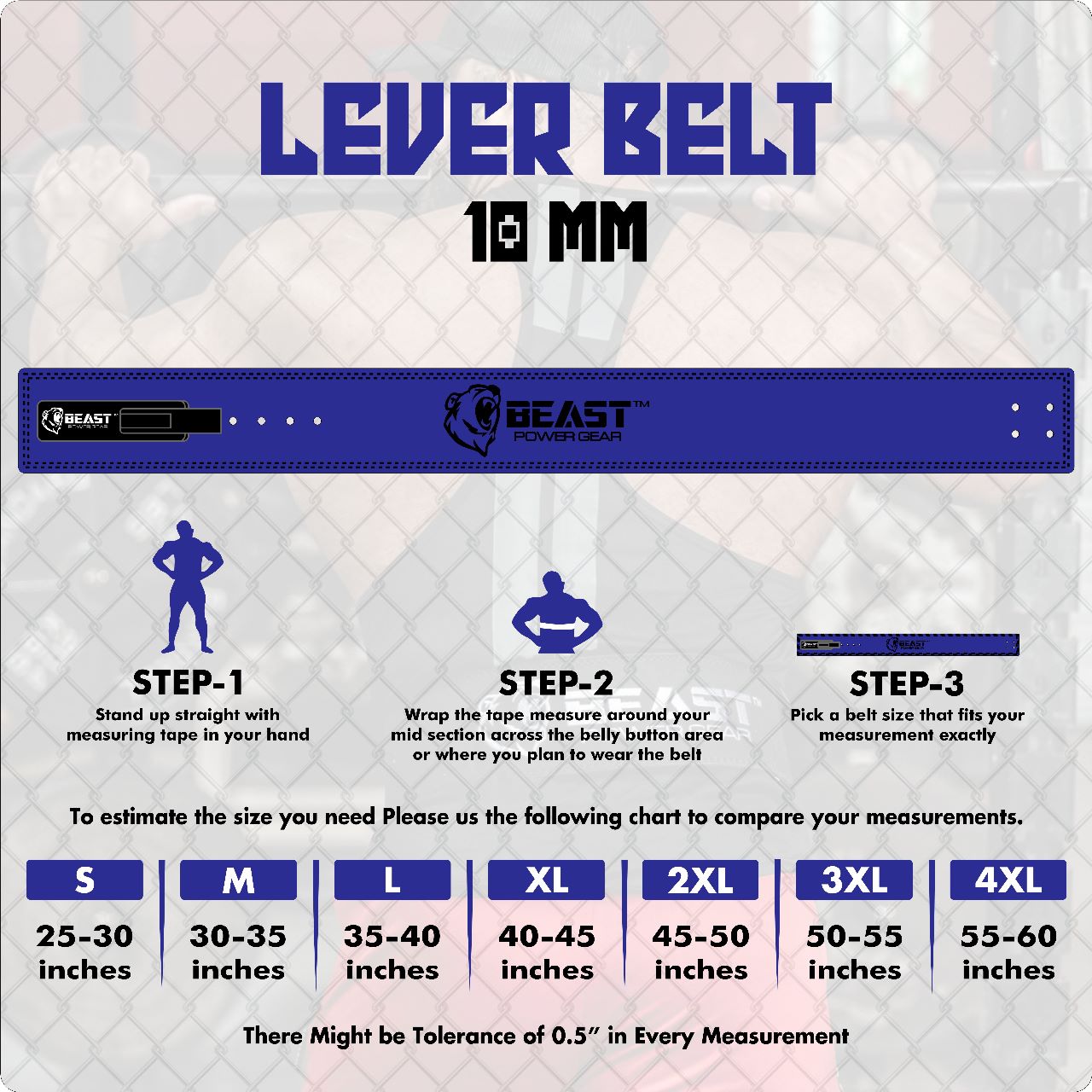 LEVER BELT -BLUE-10MM FREE STRAP