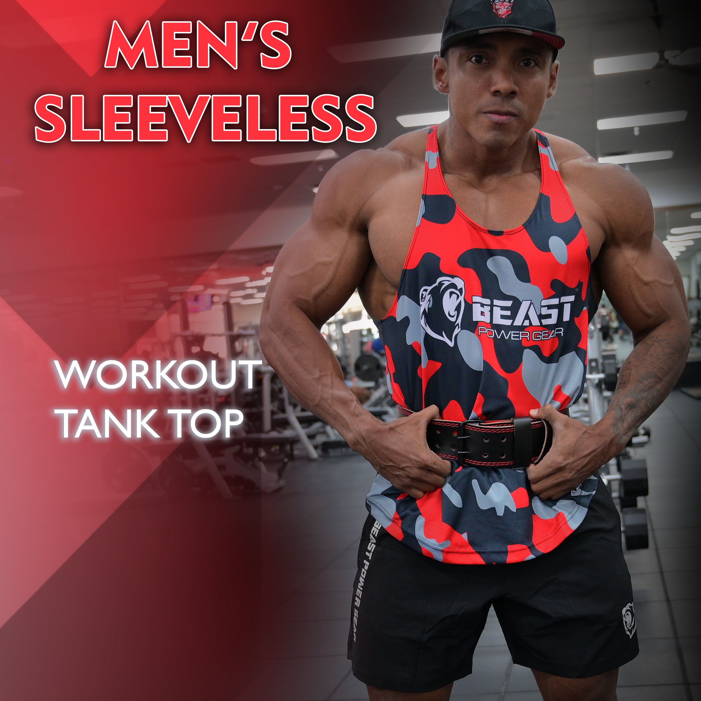 Red Camo Stringer Tank Top Beast Power Gear