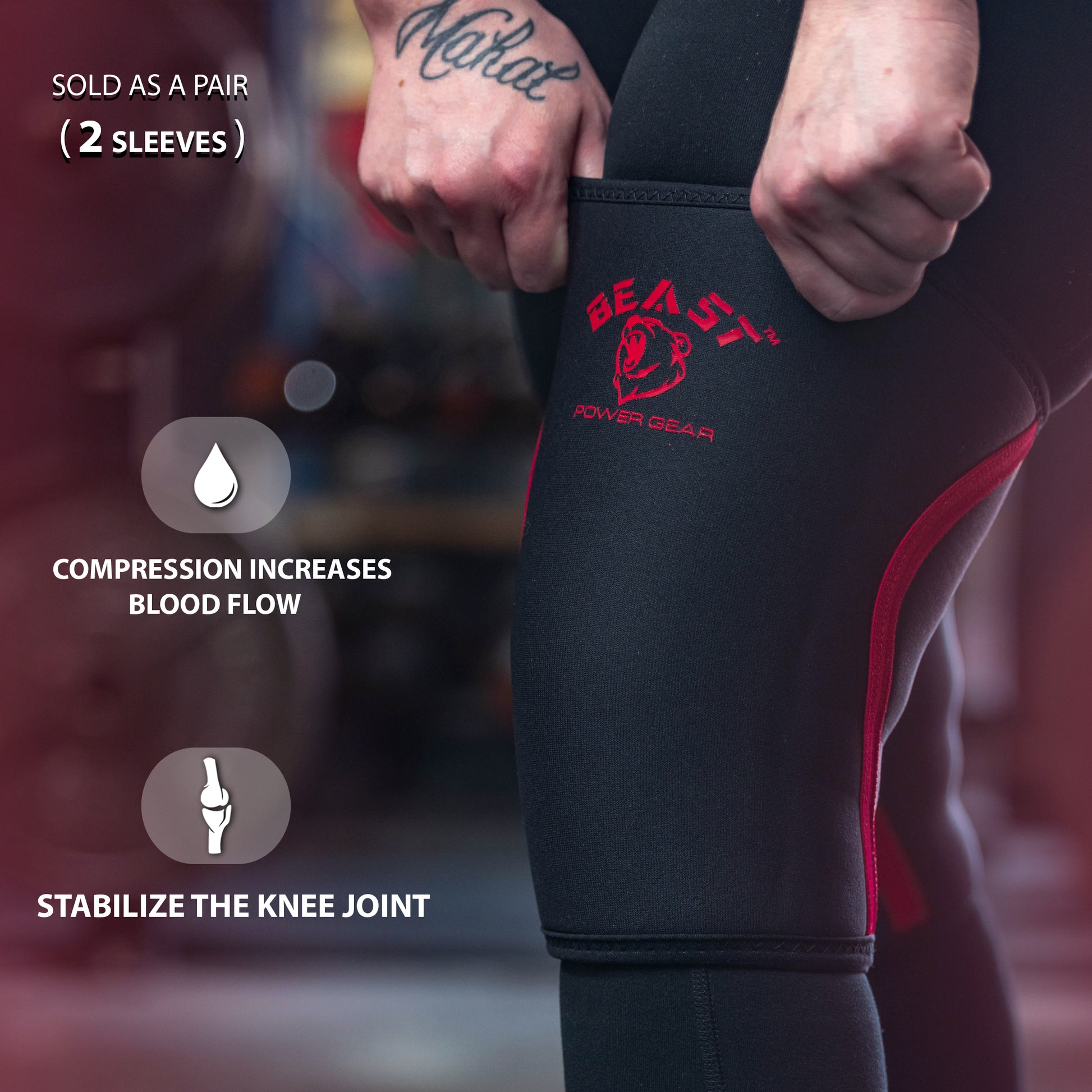 beast gear knee sleeves 7mm Neoprene Knee Sleeves for Heavy Lifts & Crossfit Large