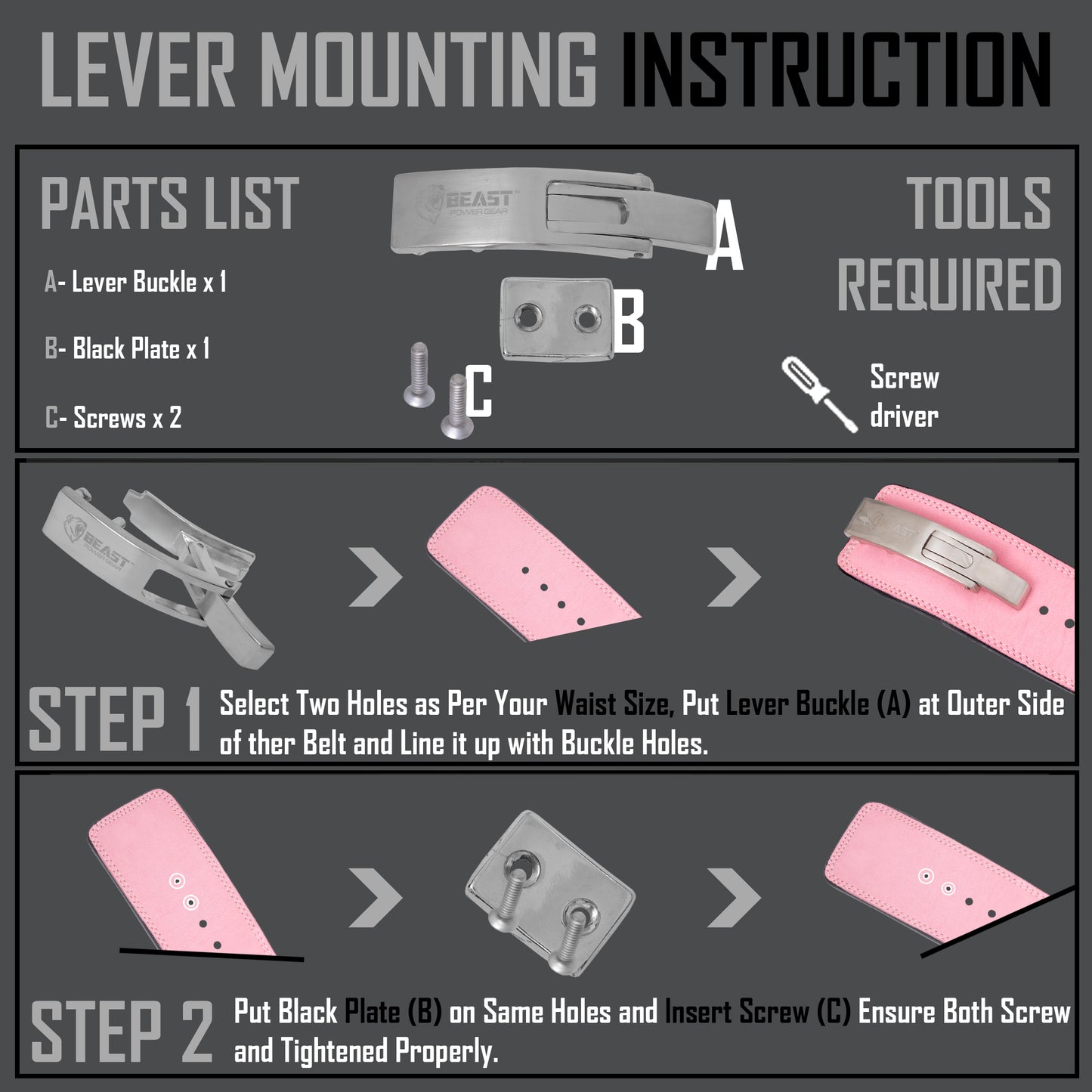 Lever Buckle SILVER (Replacement)