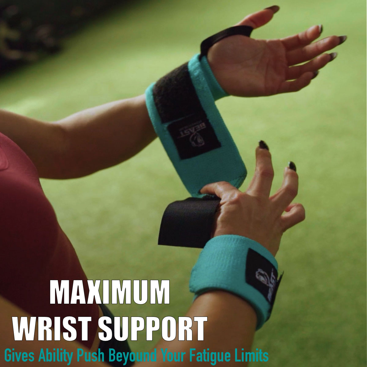 WOMEN WRIST WRAPS 14" (AQUA)
