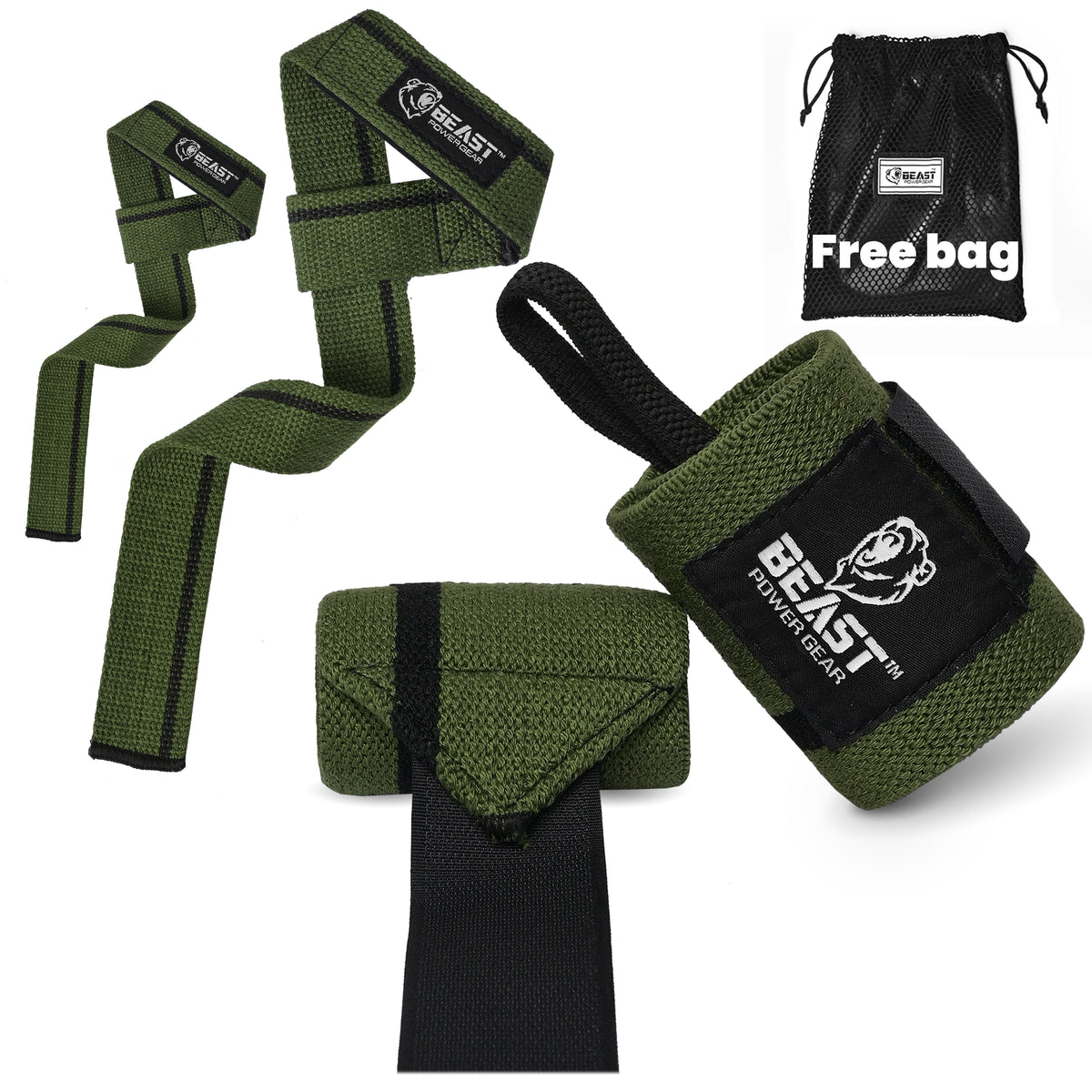 Wrist Wraps & Lifting Straps Bundle - Free Bag