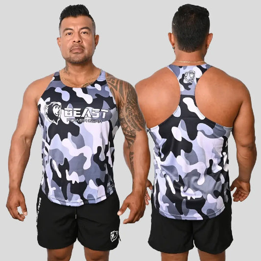 Gray Camo Stringer Tank Top