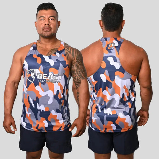 Orange/Blue Camo Stringer Tank Top