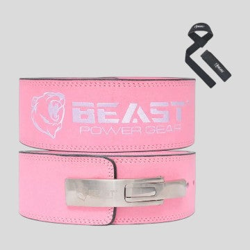 10MM LEVER BELT - PINK - FREE STRAP