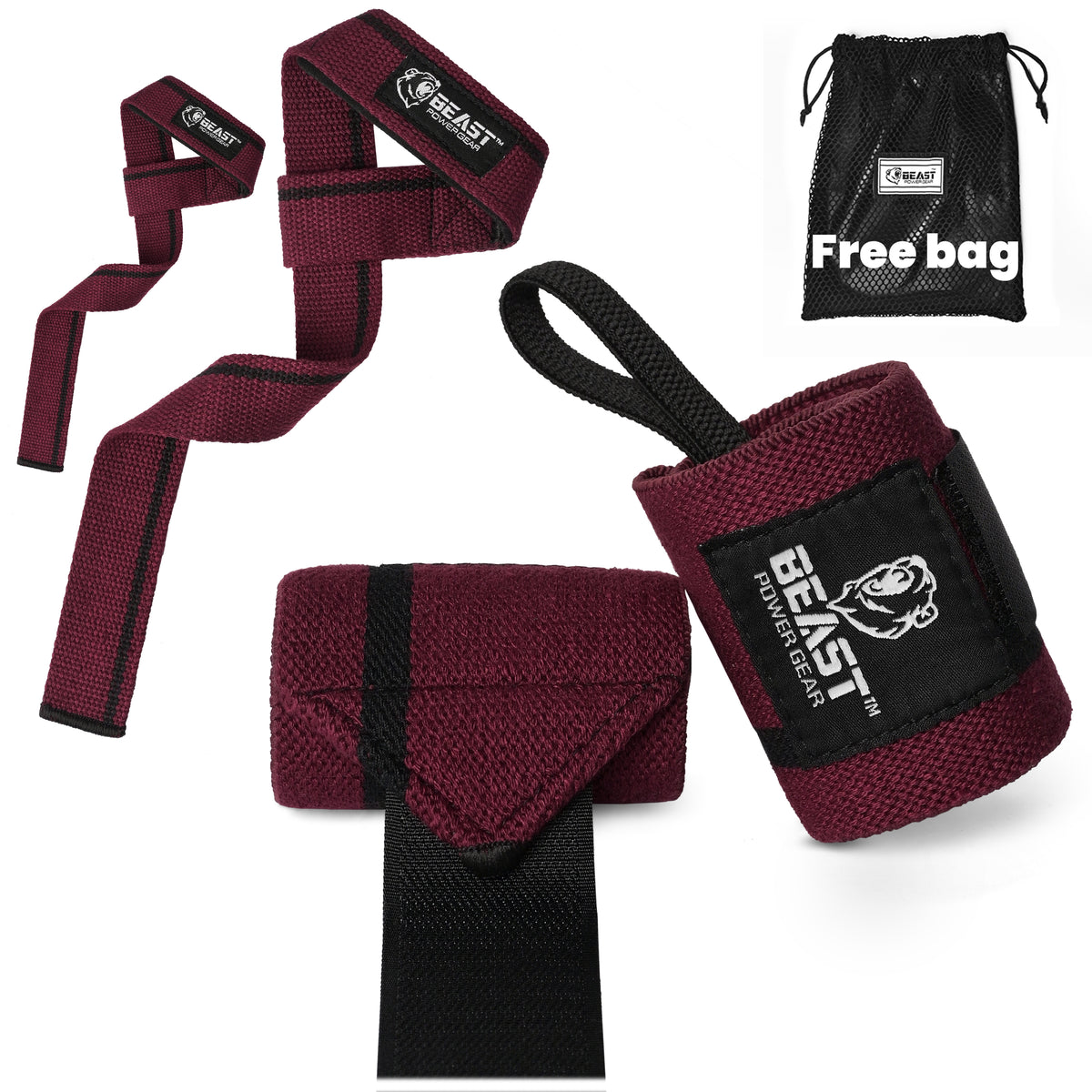 Wrist Wraps & Lifting Straps Bundle - Free Bag