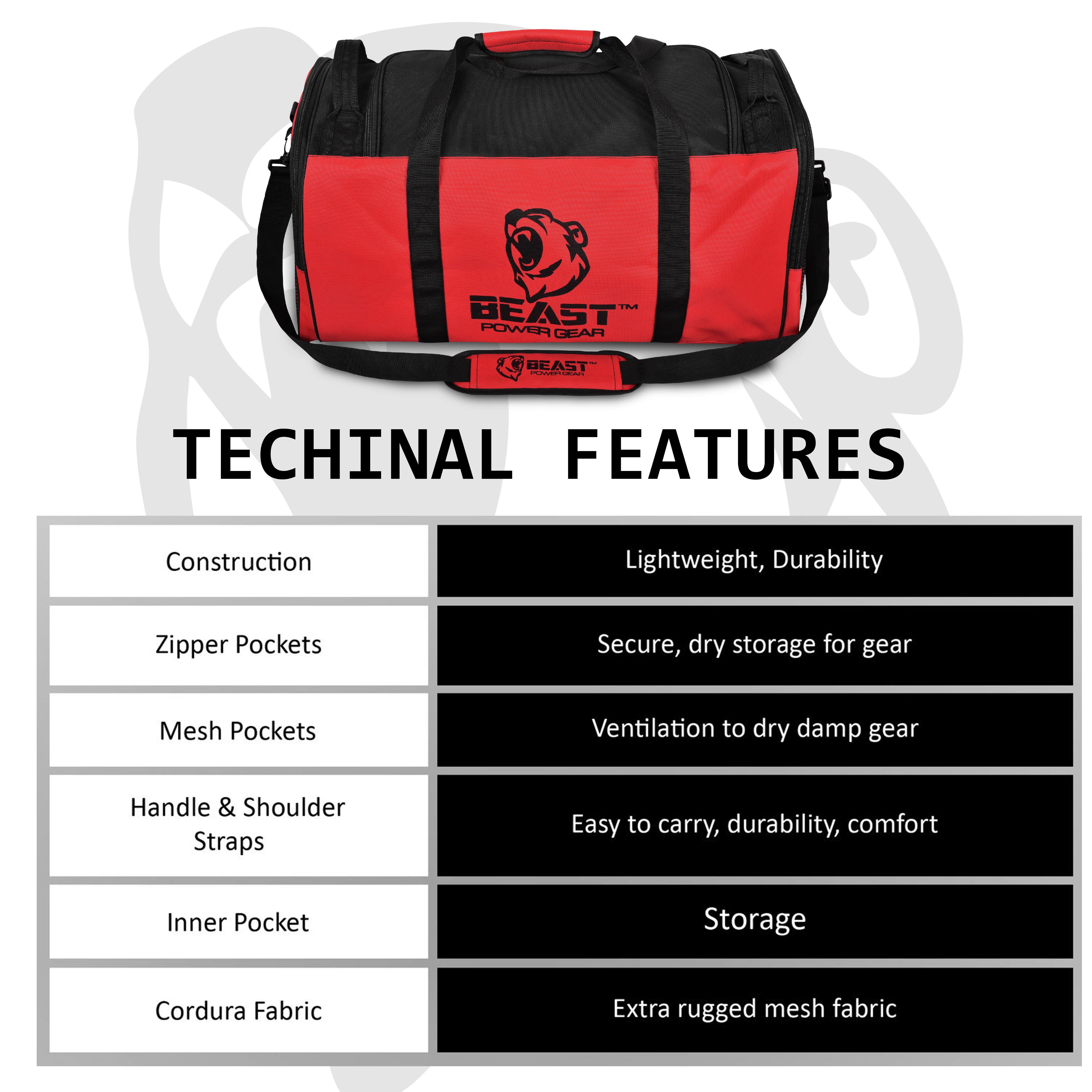 Duffle Gym Bag (Red) – Beast Power Gear