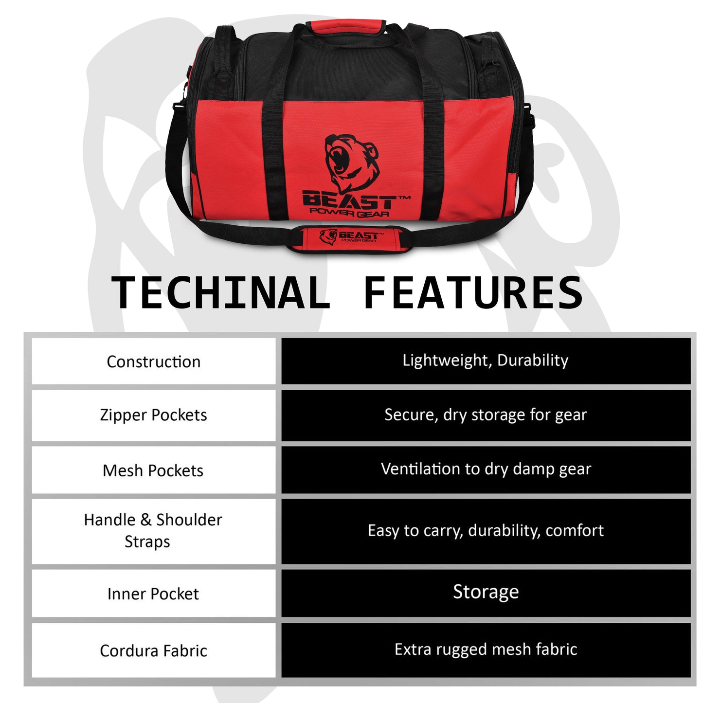 Duffle Gym Bag - Multi Pockets - Red