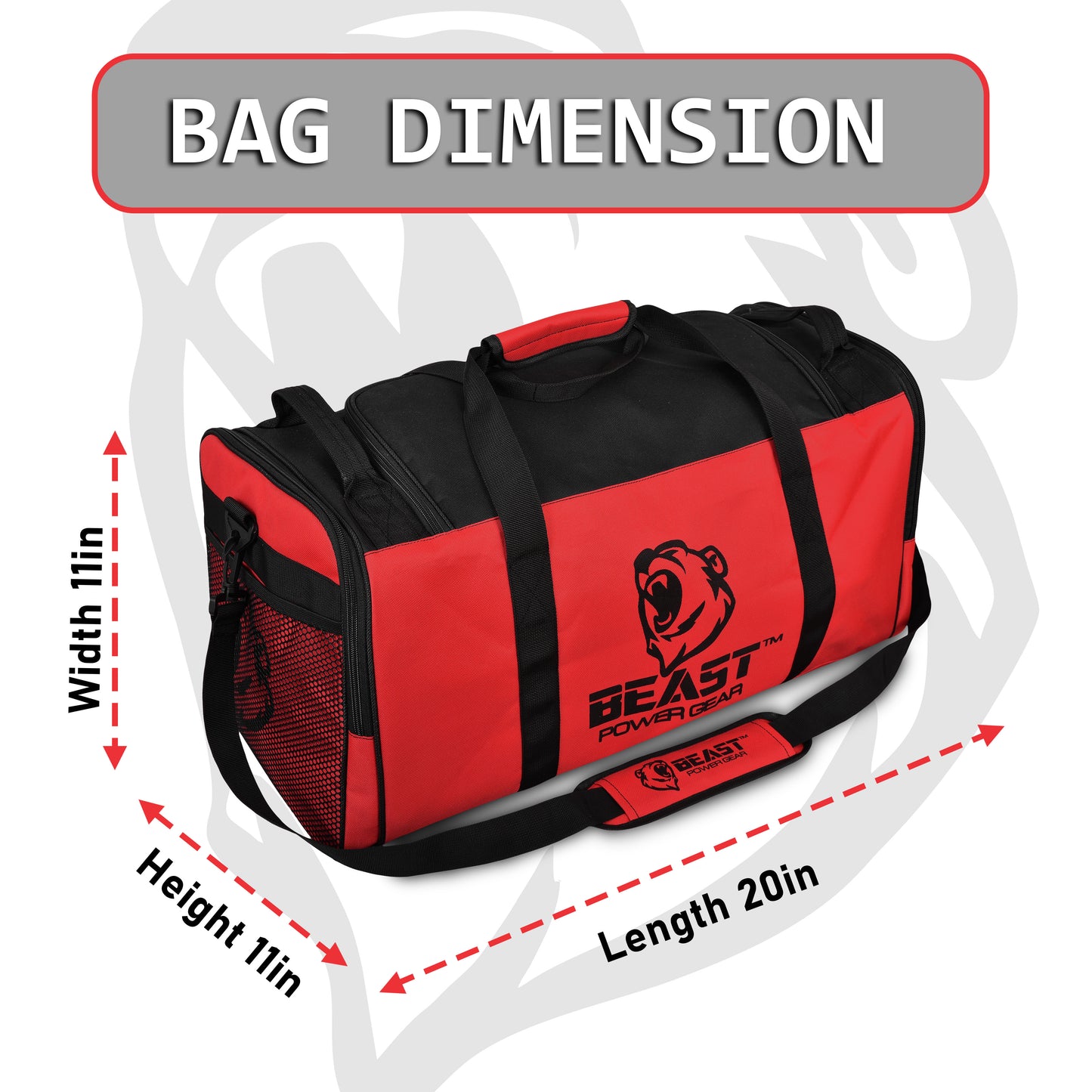 Duffle Gym Bag - Multi Pockets - Red