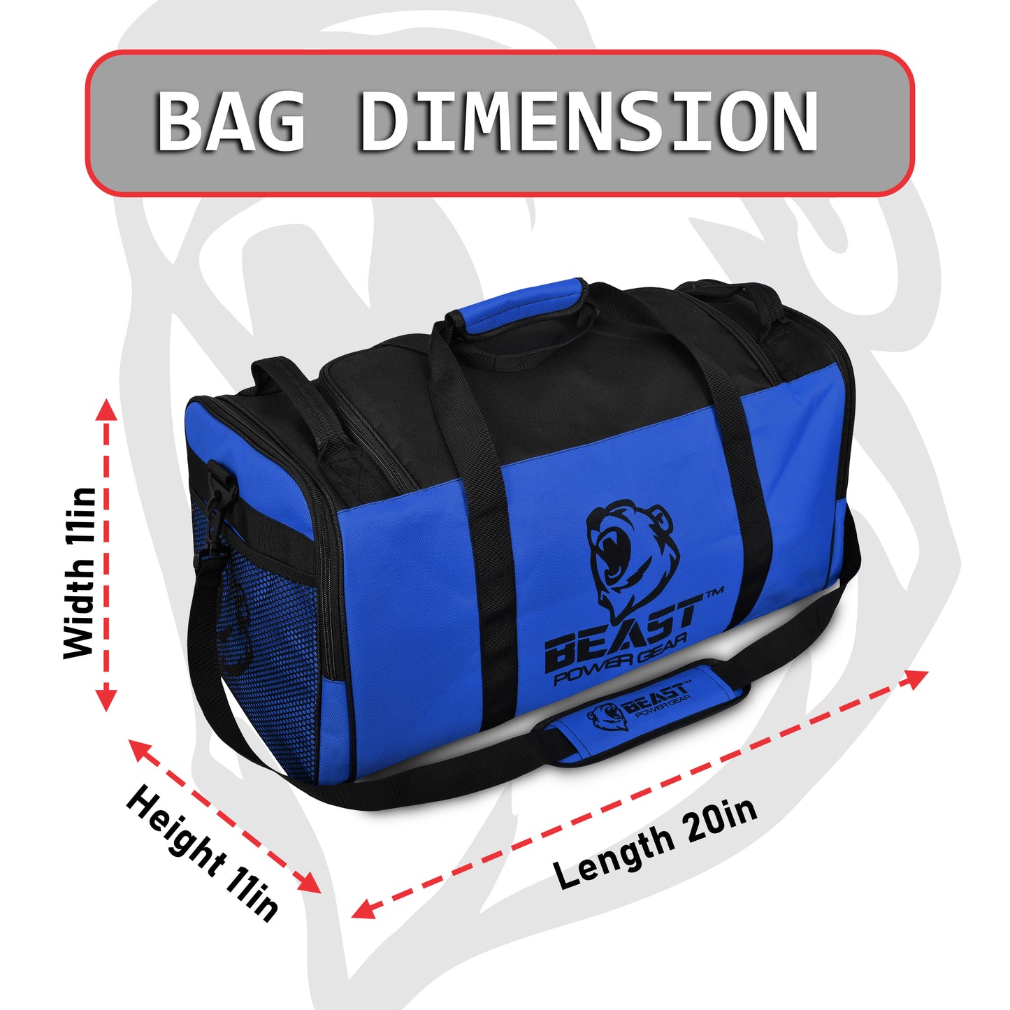 Duffle Gym Bag - Multi Pockets Blue/Black
