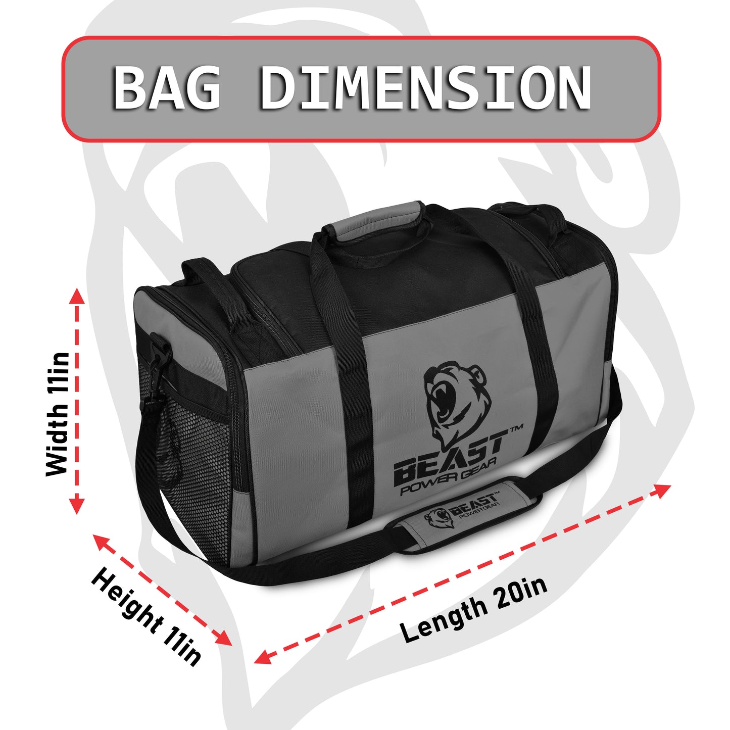 Duffle Gym Bag - Multi Pockets - Solid Gray