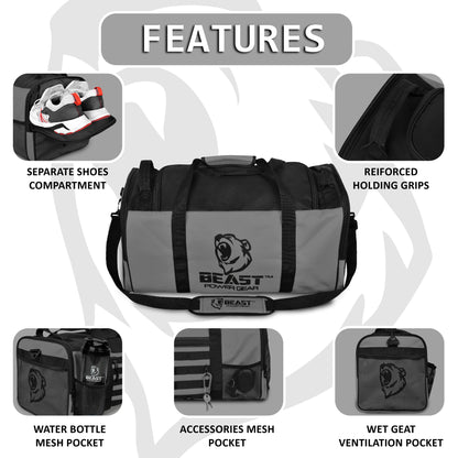 Duffle Gym Bag - Multi Pockets - Solid Gray