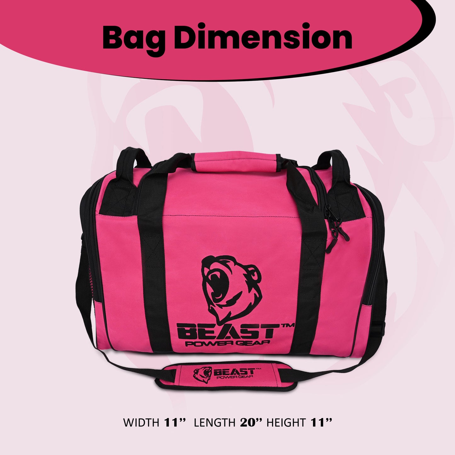 Duffle Gym Bag - Multi Pockets - Pink