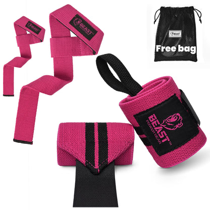 Wrist Wraps & Lifting Straps Bundle - Free Bag