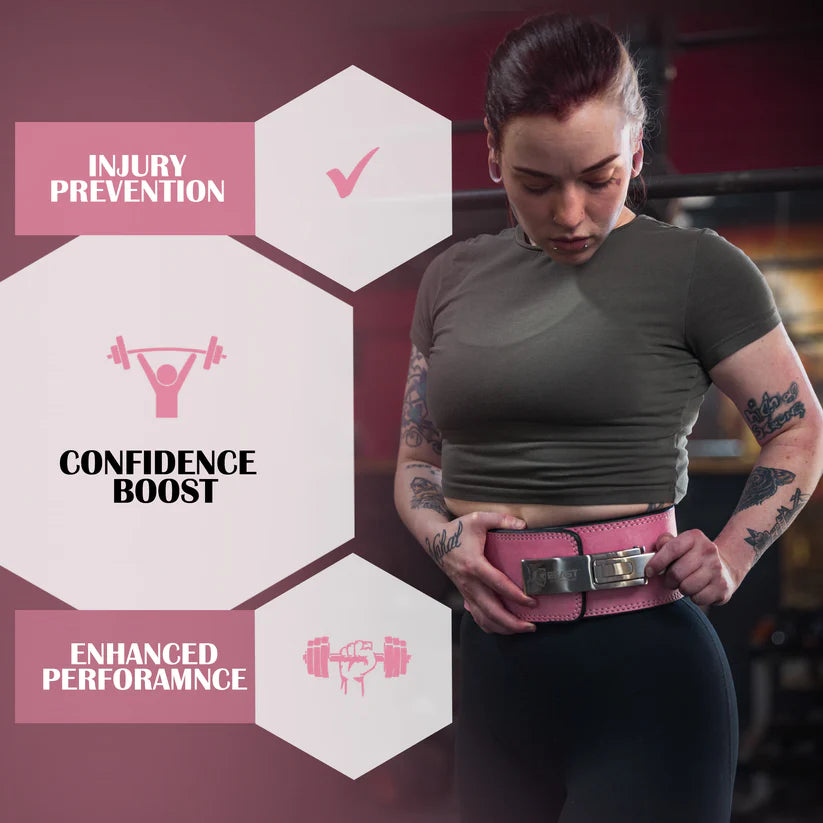 10MM LEVER BELT - PINK - FREE STRAP