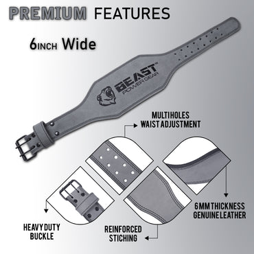 WEIGHTLIFTING BELT 7MM - Gray 6" Wide