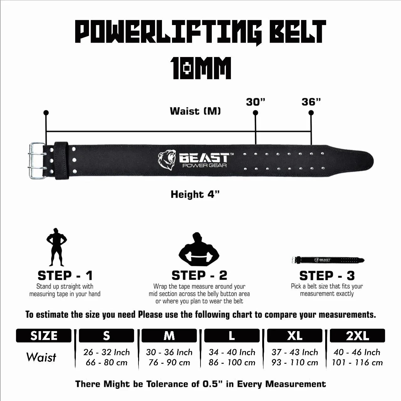 POWERLIFTING BELT 10MM - FREE STRAP