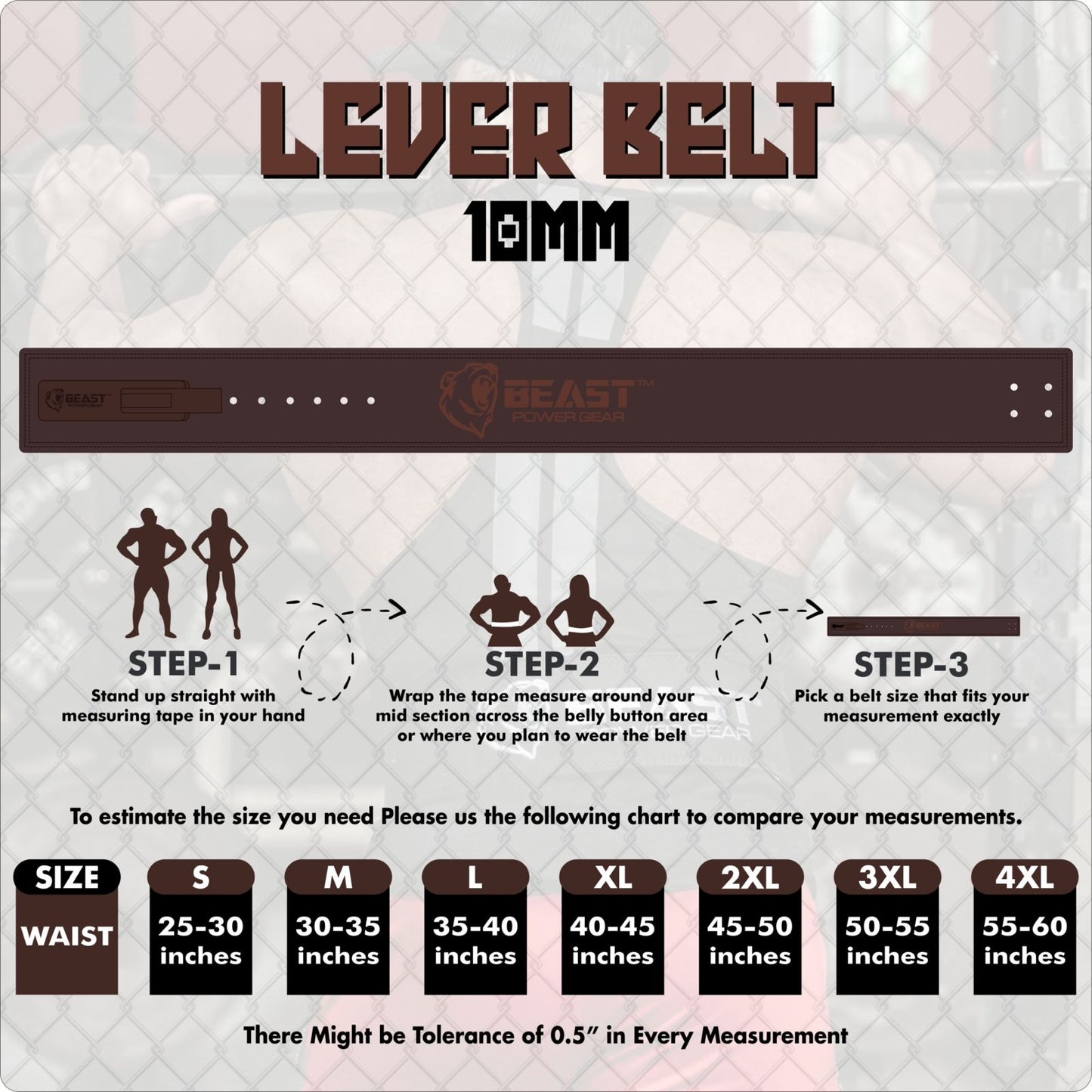 10MM LEVER BELT - BROWN - FREE STRAP