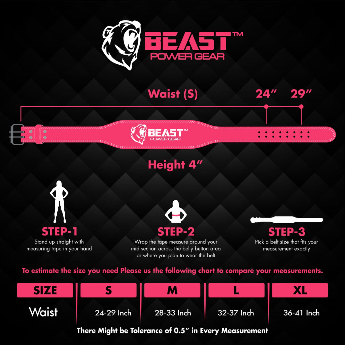 WEIGHTLIFTING BELT 6MM - PINK