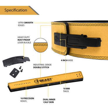 10MM LEVER BELT - FREE STRAP - YELLOW