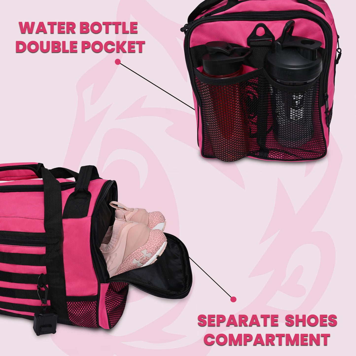 Duffle Gym Bag - Multi Pockets - Pink