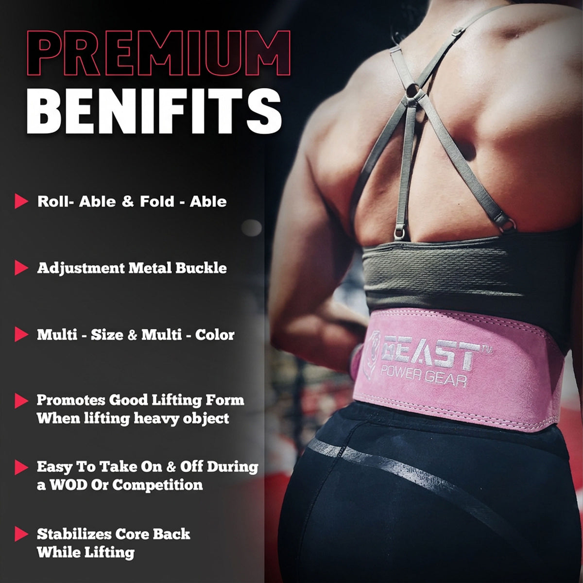 WEIGHTLIFTING BELT 6MM - PINK