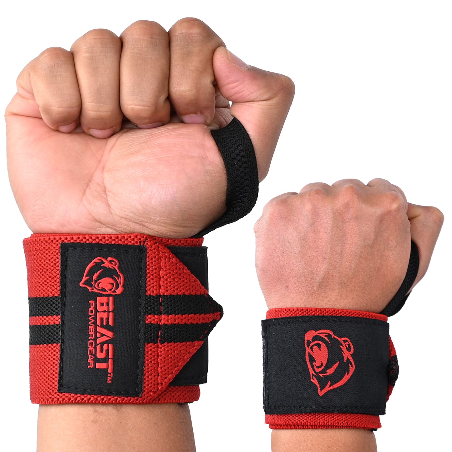 HEAVY DUTY WRIST WRAPS 18" (Red/Black)
