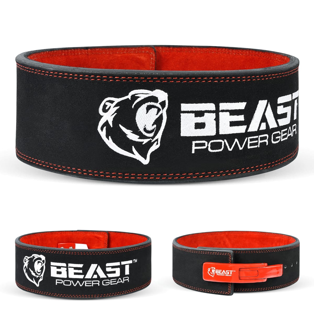 Beast Gear PowerBelt - Premium Double Prong Powerlifting Belt 4 x