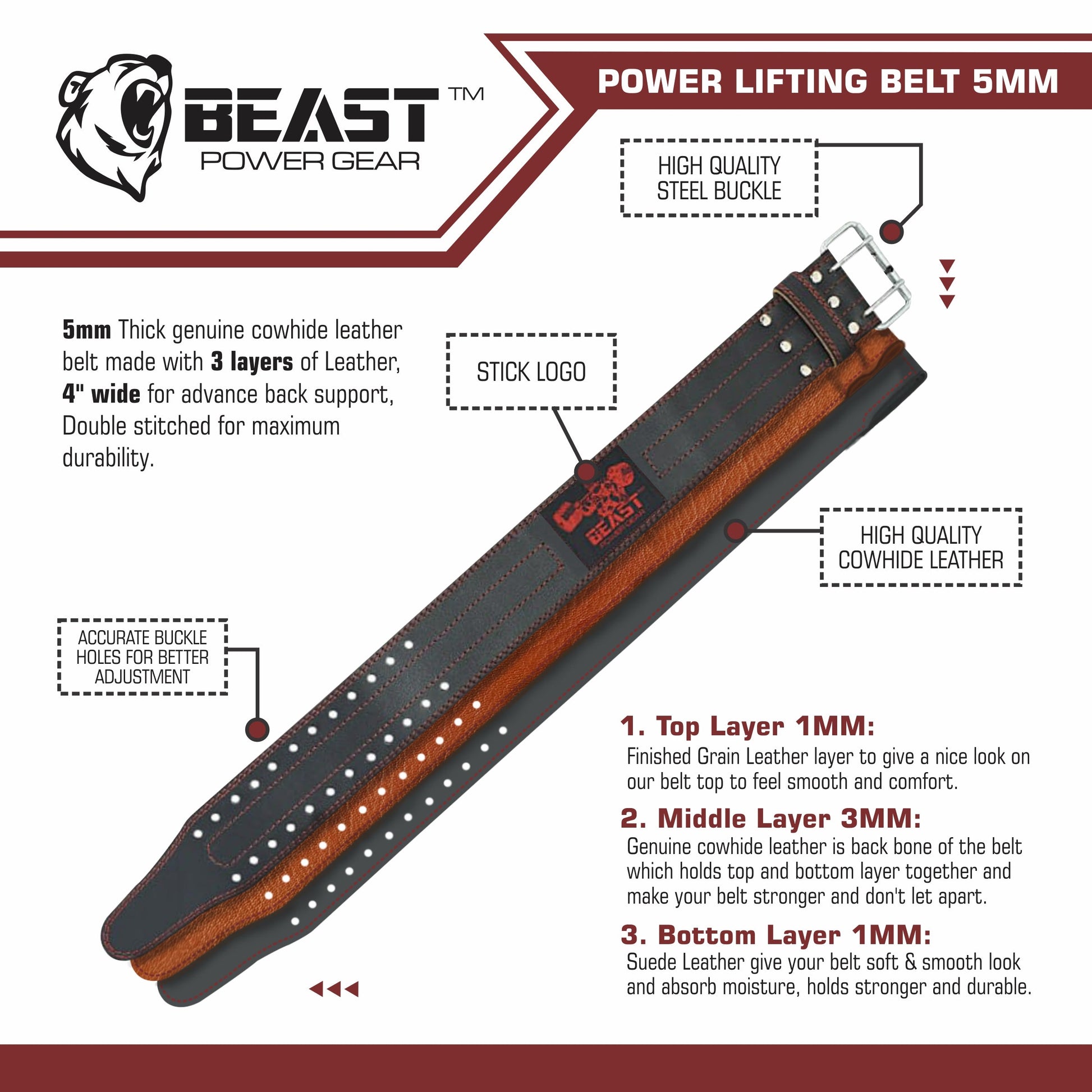 POWERLIFTING BELT 5MM – Beast Power Gear