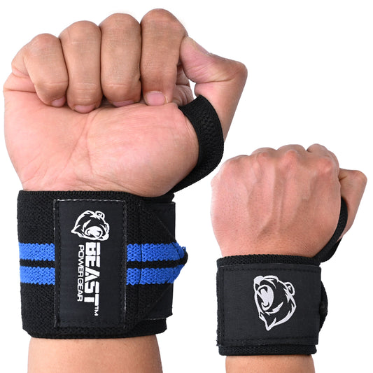 HEAVY DUTY WRIST WRAPS - BLACK/BLUE