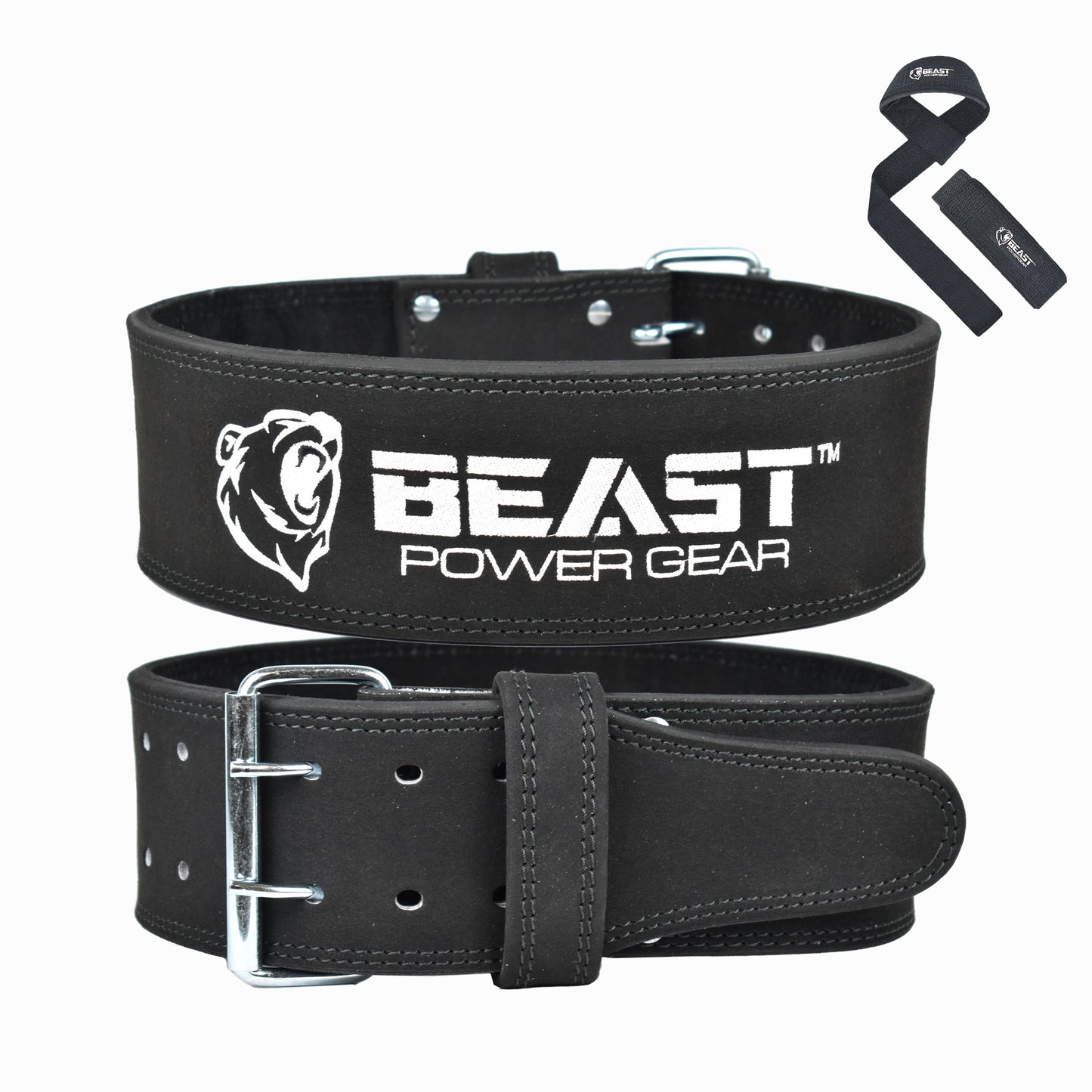 POWERLIFTING BELT 10MM BLACK- FREE STRAP
