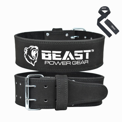 POWERLIFTING BELT 10MM BLACK- FREE STRAP