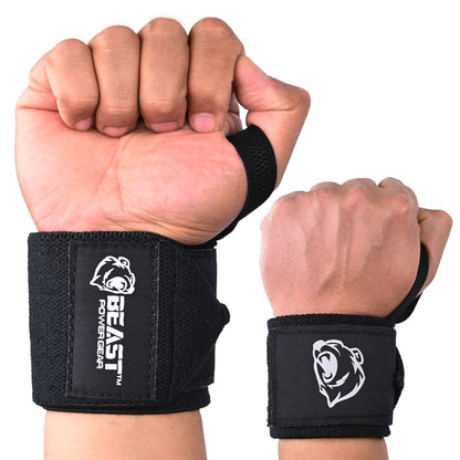 HEAVY DUTY WRIST WRAPS (SOLID BLACK)